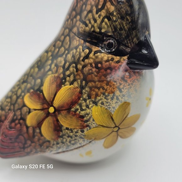 Resin Cardinal Bird Hand Painted Ganz Art w/ Flowers Songbird Figurine - Picture 8 of 10